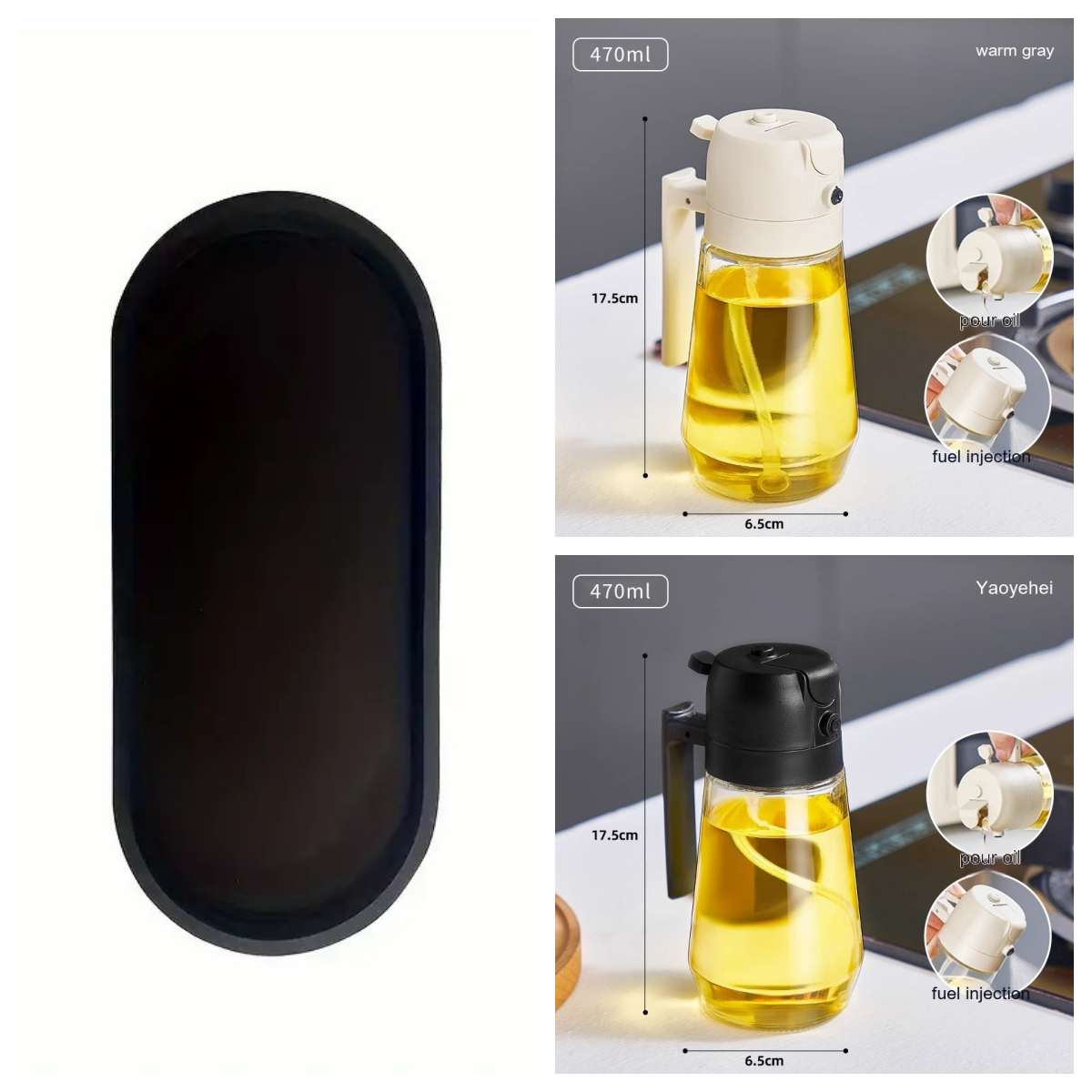 470ML Olive Oil Sprayer Dispenser For Cooking BBQ 2 In 1 Glass Oil Vinegar Soy Sauce Spray Kitchen Oil Bottle For Air Fryer