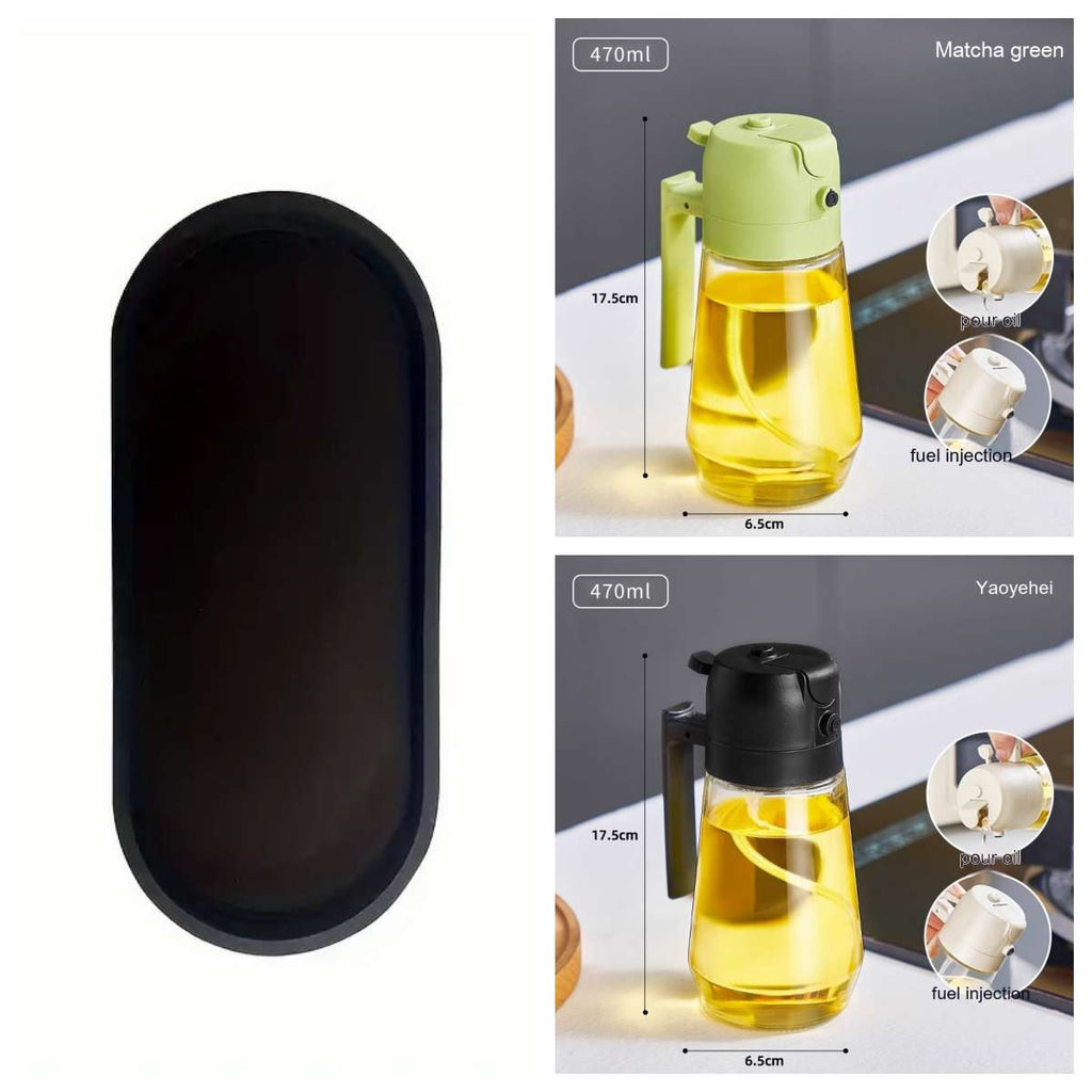 470ML Olive Oil Sprayer Dispenser For Cooking BBQ 2 In 1 Glass Oil Vinegar Soy Sauce Spray Kitchen Oil Bottle For Air Fryer