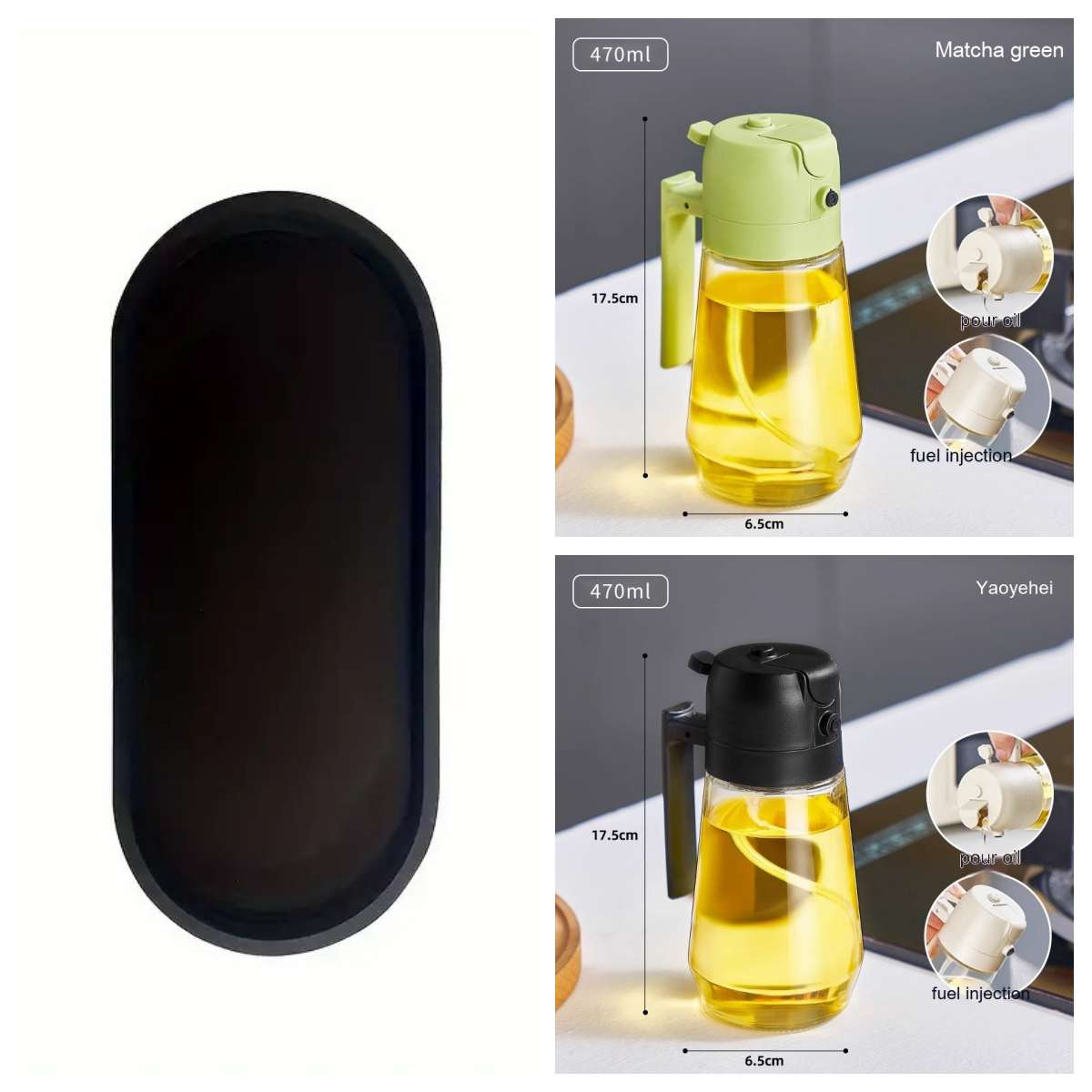 470ML Olive Oil Sprayer Dispenser For Cooking BBQ 2 In 1 Glass Oil Vinegar Soy Sauce Spray Kitchen Oil Bottle For Air Fryer