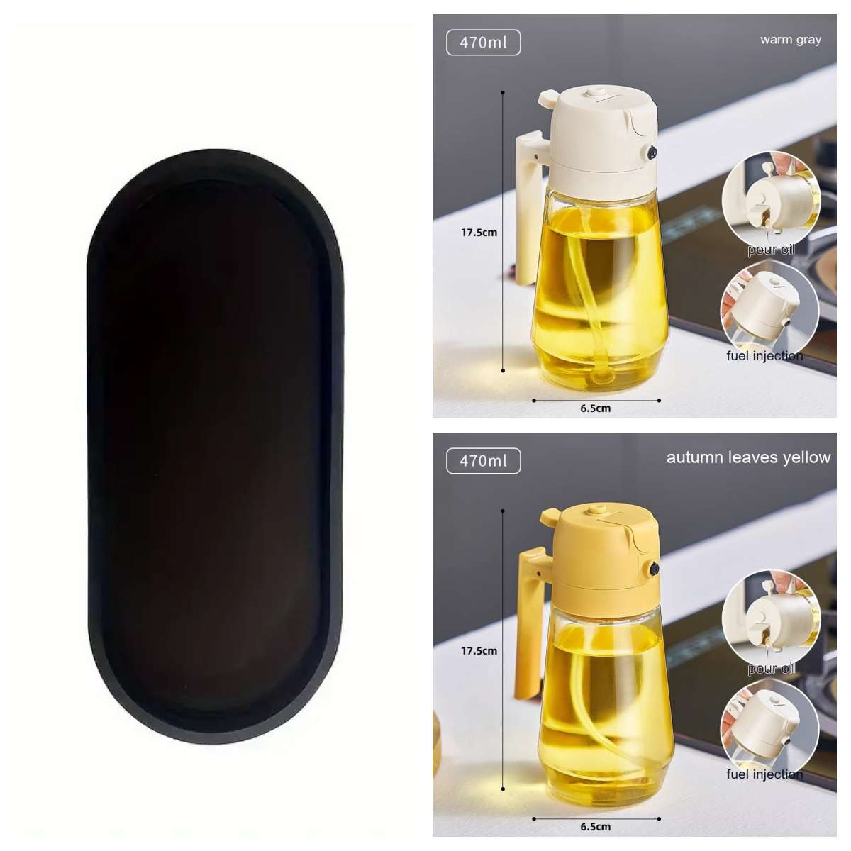 470ML Olive Oil Sprayer Dispenser For Cooking BBQ 2 In 1 Glass Oil Vinegar Soy Sauce Spray Kitchen Oil Bottle For Air Fryer
