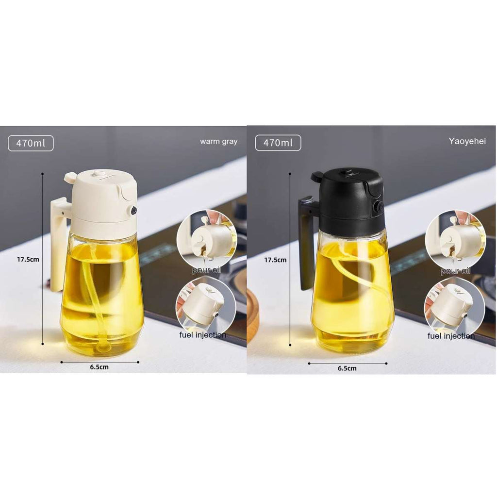 470ML Olive Oil Sprayer Dispenser For Cooking BBQ 2 In 1 Glass Oil Vinegar Soy Sauce Spray Kitchen Oil Bottle For Air Fryer