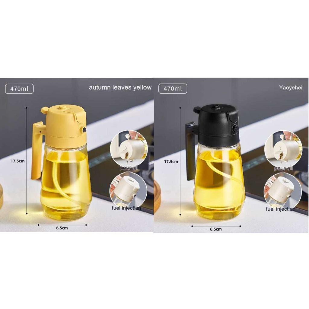 470ML Olive Oil Sprayer Dispenser For Cooking BBQ 2 In 1 Glass Oil Vinegar Soy Sauce Spray Kitchen Oil Bottle For Air Fryer