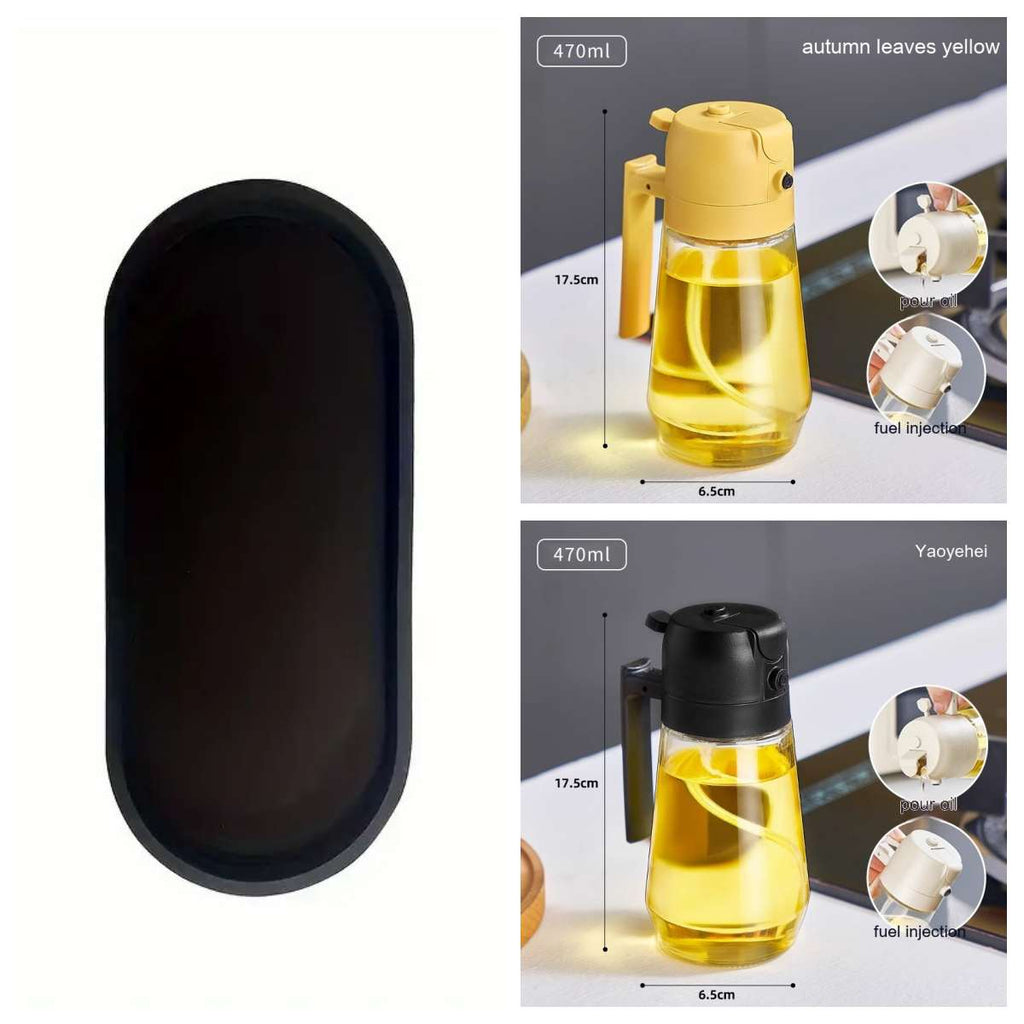 470ML Olive Oil Sprayer Dispenser For Cooking BBQ 2 In 1 Glass Oil Vinegar Soy Sauce Spray Kitchen Oil Bottle For Air Fryer