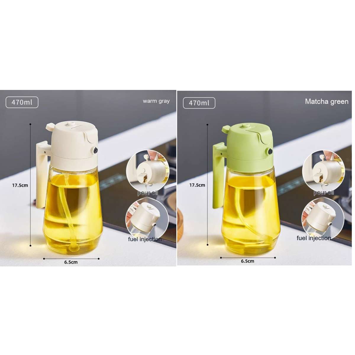 470ML Olive Oil Sprayer Dispenser For Cooking BBQ 2 In 1 Glass Oil Vinegar Soy Sauce Spray Kitchen Oil Bottle For Air Fryer